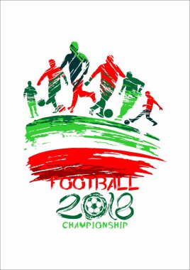 futbol 2018 vektör çizim, sports davetiye, broşür, el ilanı, kartlar grunge tarzı arka plan