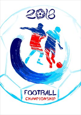 futbol 2018 vektör çizim, sports davetiye, broşür, el ilanı, kartlar grunge tarzı arka plan