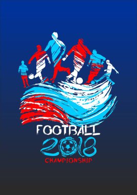 futbol 2018 vektör çizim, sports davetiye, broşür, el ilanı, kartlar grunge tarzı arka plan