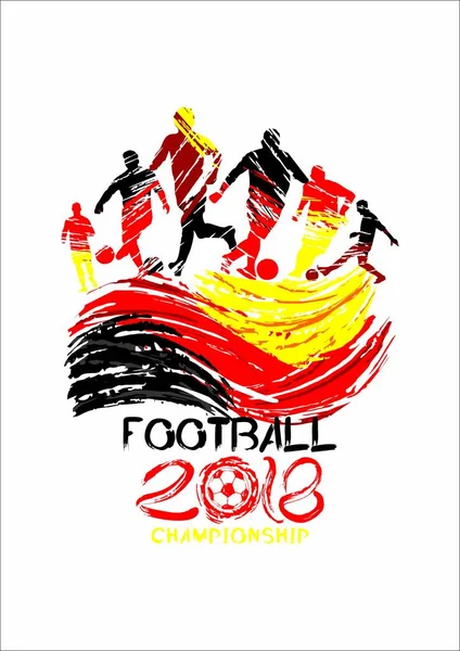 Calcio 2018 Illustrazione Vettoriale Sfondo Sportivo Stile Grunge Inviti Opuscolo — Vettoriale Stock