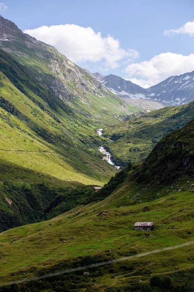 Een Prachtig Landschap Weg Naar Furka Pas Oud Hotel — Stockfoto