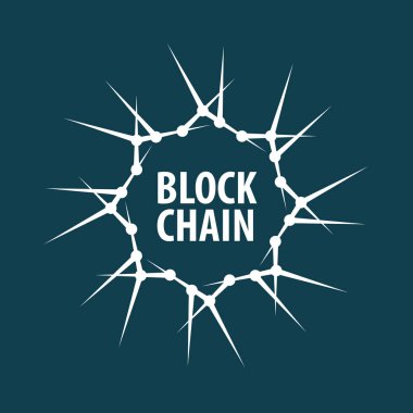 Vektör logosu blockchain. Soyut teknolojik işareti. Tasarım öğesi