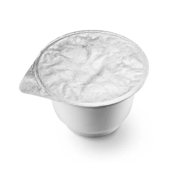 Tazza di plastica su sfondo bianco — Foto Stock