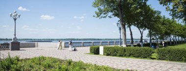Samara, Rusya Volga Nehri set of panoramik görünümü. Bir güneşli yaz gününde. 30 Haziran 2018
