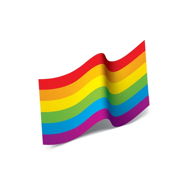 白地に虹の旗を振るベクトル — ストックベクタ