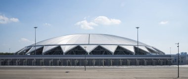 Samara Arena Futbol Stadyumu. Samara - Rusya Federasyonu FIFA Dünya Kupası 2018 yılında hosting şehir. Güneşli günde 4 Ağustos 2018