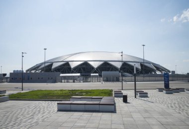 Samara Arena Futbol Stadyumu. Samara - Rusya Federasyonu FIFA Dünya Kupası 2018 yılında hosting şehir. Güneşli günde 4 Ağustos 2018