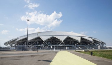 Samara Arena Futbol Stadyumu. Samara - Rusya Federasyonu FIFA Dünya Kupası 2018 yılında hosting şehir. Güneşli günde 4 Ağustos 2018