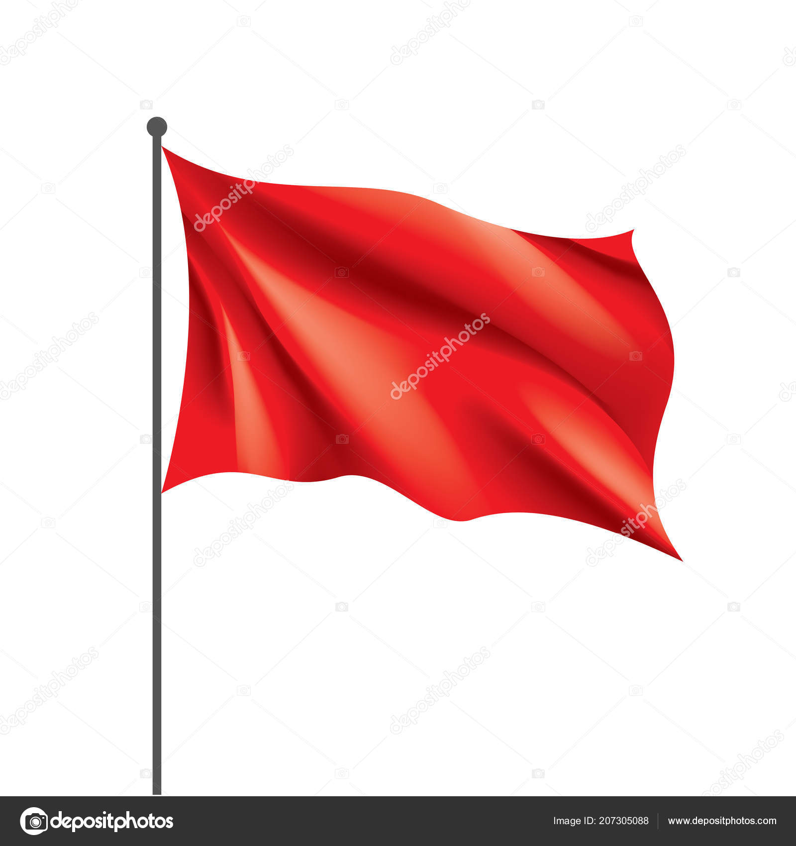 Ondeando la bandera roja sobre un fondo blanco Vector de stock #207305088  de ©artbutenkov, image size:1600x1700