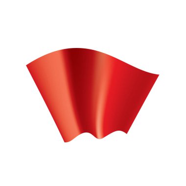 Beyaz bir arka plan üzerinde kırmızı bayrak sallıyor