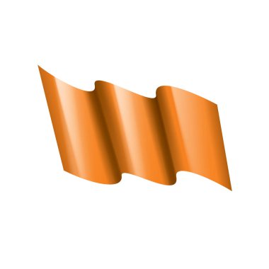 Beyaz bir arka plan üzerinde turuncu bayrak sallayarak