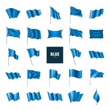 Beyaz bir arka plan üzerinde mavi bayrak sallayarak