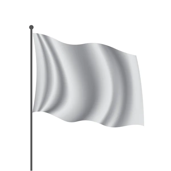 Ondeando la bandera blanca sobre un fondo blanco — Vector de stock