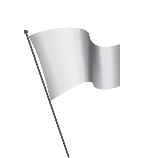 Ondeando la bandera blanca sobre un fondo blanco — Vector de stock