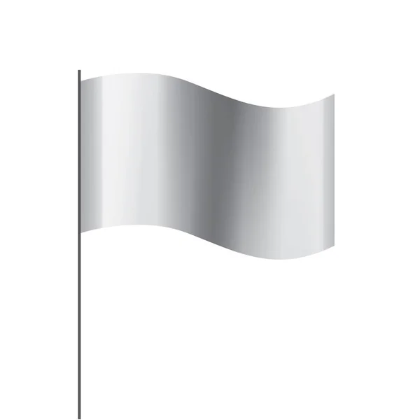 Ondeando la bandera blanca sobre un fondo blanco — Vector de stock