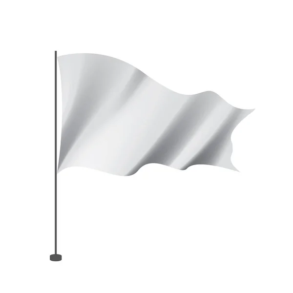 Sventolare la bandiera bianca su uno sfondo bianco — Vettoriale Stock