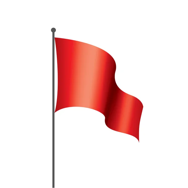 Ondeando la bandera roja sobre un fondo blanco — Vector de stock