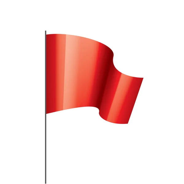 Ondeando la bandera roja sobre un fondo blanco — Vector de stock