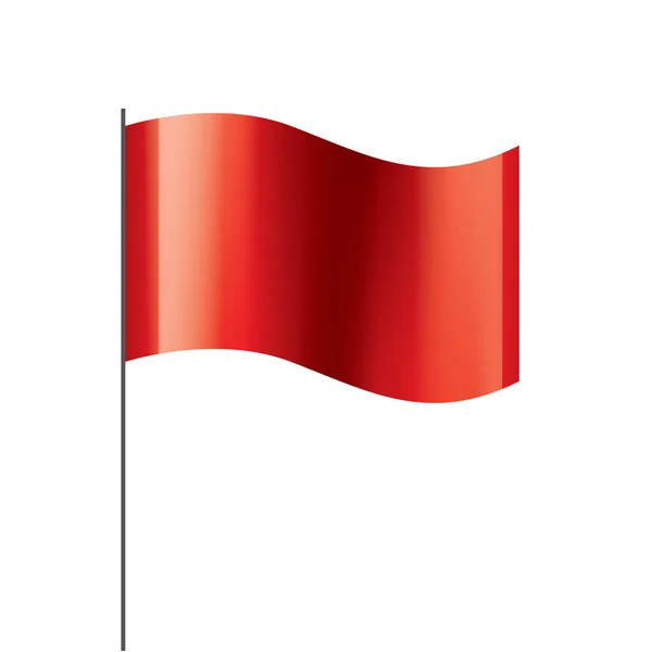 Ondeando la bandera roja sobre un fondo blanco — Vector de stock