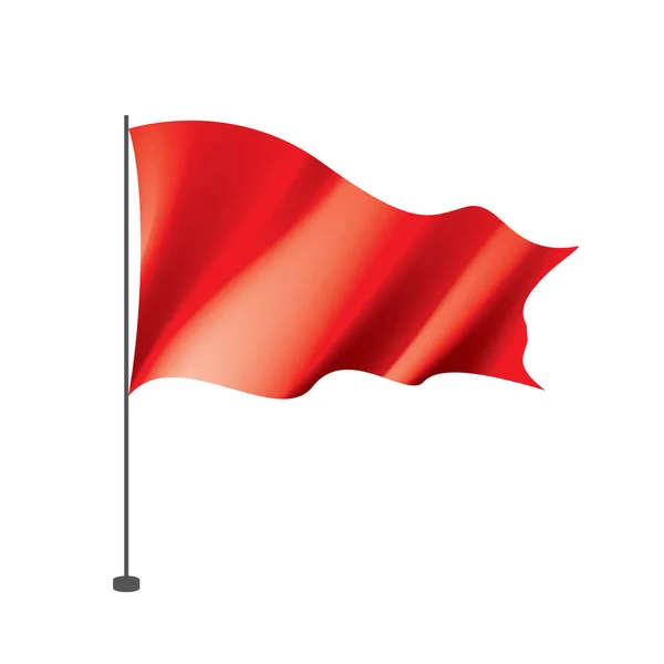 Acenando a bandeira vermelha sobre um fundo branco — Vetor de Stock