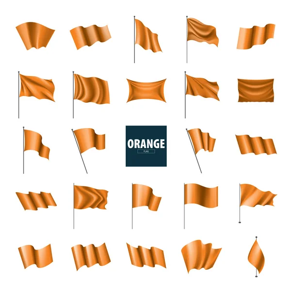 Acenando a bandeira laranja em um fundo branco — Vetor de Stock