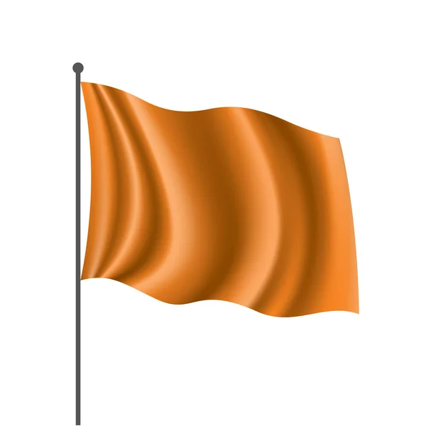 Ondeando la bandera naranja sobre un fondo blanco — Vector de stock