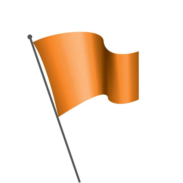 Ondeando la bandera naranja sobre un fondo blanco — Vector de stock