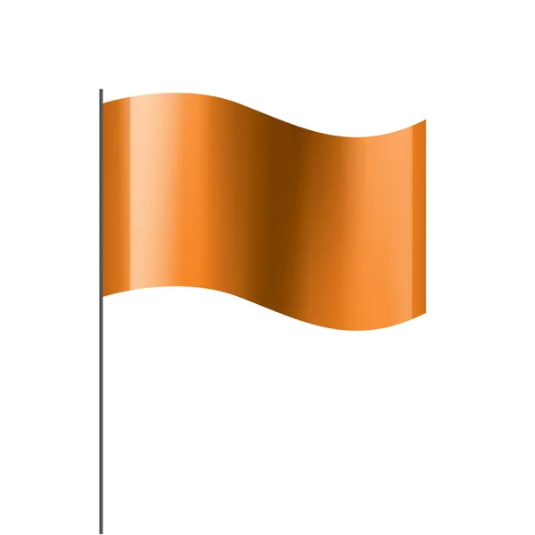 Ondeando la bandera naranja sobre un fondo blanco — Vector de stock