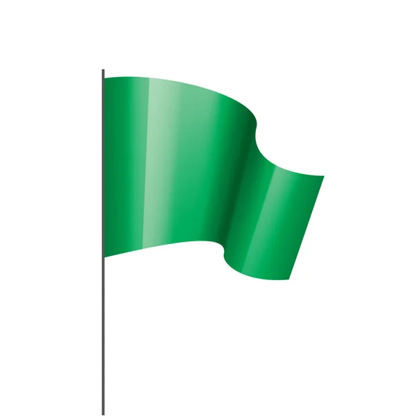 Ondeando la bandera verde sobre un fondo blanco — Vector de stock