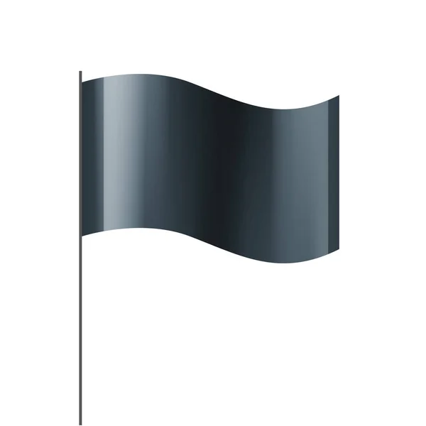 Acenando a bandeira preta sobre um fundo branco — Vetor de Stock