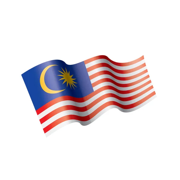 Bandera Malasia Ilustración Vectorial Sobre Fondo Blanco — Vector de stock