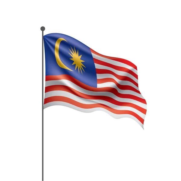 Bendera Malaysia Gambar Vektor Pada Latar Belakang Putih - Stok Vektor