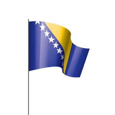 Beyaz arka planda Bosna-Hersek bayrağı ve vektör illüstrasyonu