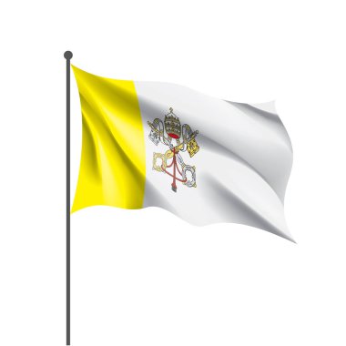 Vatikan bayrağı, beyaz arka planda vektör illüstrasyonu