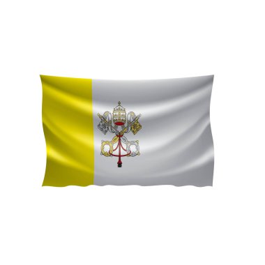 Vatikan bayrağı, beyaz arka planda vektör illüstrasyonu