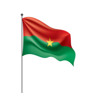 Burkina Faso bayrağı, beyaz arkaplanda vektör illüstrasyonu