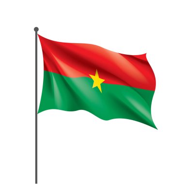 Burkina Faso bayrağı, beyaz arkaplanda vektör illüstrasyonu