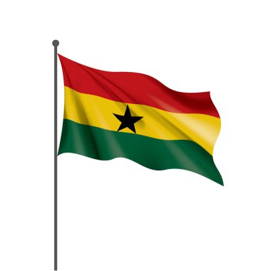 Gana ulusal bayrağı, beyaz arkaplanda vektör illüstrasyonu