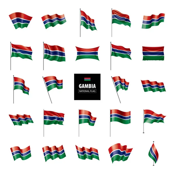 Gambia-Flagge, Vektordarstellung auf weißem Hintergrund — Stockvektor