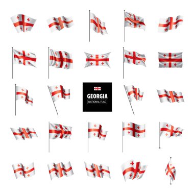 Gürcistan ulusal bayrağı, beyaz arka planda vektör illüstrasyonu