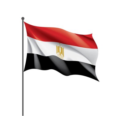 Mısır bayrağı, beyaz bir arka plan üzerinde vektör çizim