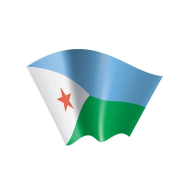 Cibuti bayrağı, beyaz bir arka plan üzerinde vektör çizim