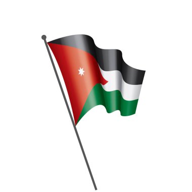 Ürdün bayrağı, beyaz arkaplanda vektör illüstrasyonu