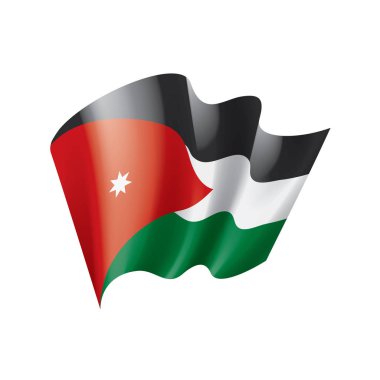 Ürdün bayrağı, beyaz arkaplanda vektör illüstrasyonu