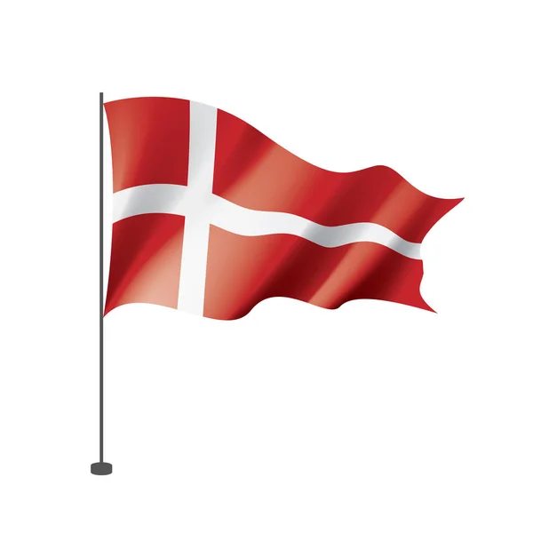 デンマーク国旗、白の背景にベクトル画像 — ストックベクタ