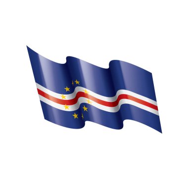 Cape Verde bayrağı, beyaz arkaplanda vektör çizimi