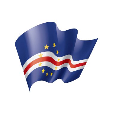 Cape Verde bayrağı, beyaz arkaplanda vektör çizimi