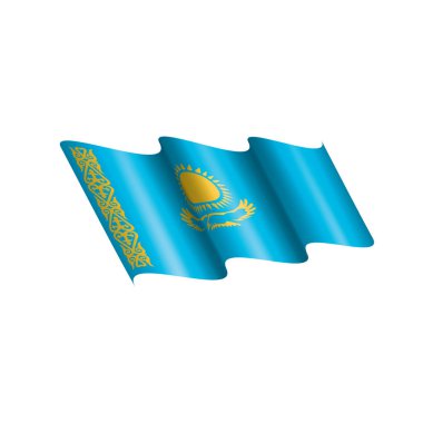 Kazakistan bayrağı, beyaz arkaplanda vektör illüstrasyonu