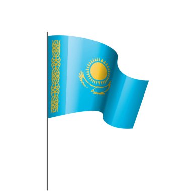 Kazakistan bayrağı, beyaz arkaplanda vektör illüstrasyonu