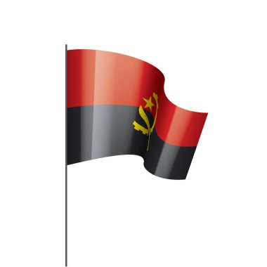 Angola ulusal bayrağı, beyaz arkaplanda vektör illüstrasyonu